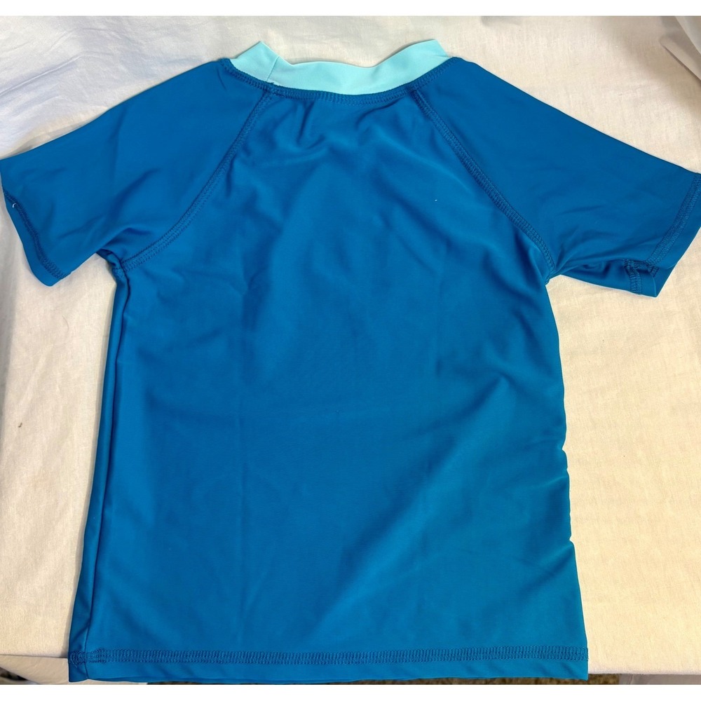 Floatimini Boys Blue Surfrider Rash Guard and Palm Tree Swim Trunks Set 4T - Picture 9 of 9